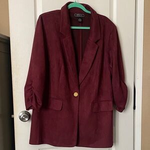 NYC Women's Deep Red Blazer with Gold Accent